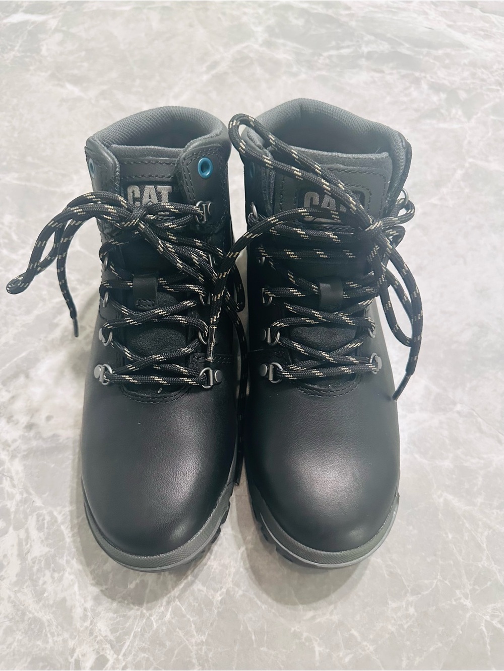NWOB CAT Caterpillar Leather Women's Steel Toe Waterproof Work Black Boots SZ 6